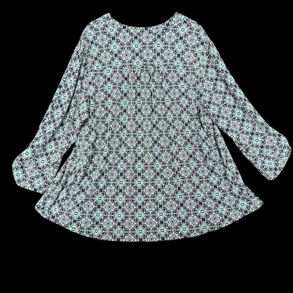 Womens Avenue Tunic Top Blue Teal Geo Print Sz 26 28 Boho Stretch - Picture 8 of 8